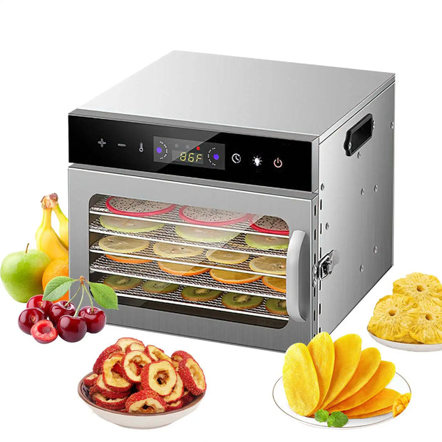 6/8 Trays Food Dehydrator Stainless Steel Machine 400W Household vegables Fruit Freeze Dryer With Timer LED intelligence