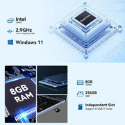 15.6"Laptop Computer Windows 11 Quad-Core Celeron N5095 Processors 1366*768 IPS Display 5000mAh Battery 8GB DDR4 256GB SSD PC