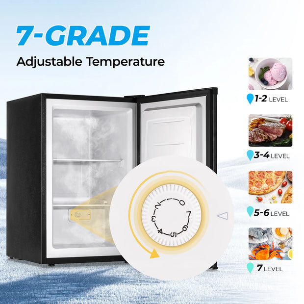 SIMZLIFE Upright freezer 3.0Cubic Feet Single Door Compact Mini Freezer with Reversible Door Small freezer for Home Dorms Office