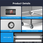 48" W Commercial Refrigerator Freezer Combo 2 Temperature Zones 38 Cu.ft Industrial Fridge and Freezer Combo 8 Adjustable Shelve