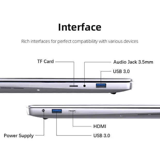 2025 Ultra Slim i7 Laptop Computer PC 14.1" intel Core i7-7500U Laptops 12GB RAM 1TB 2TB SSD Portable Laptop Notebook Windows 11