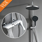 VGX Shower System Set Gold Bathroom Shower Head Set Luxury Shower Faucet Set 3-way Rainfall Shower Mixer Crane Black Grey Chrome