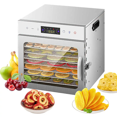 6/8 Trays Food Dehydrator Stainless Steel Machine 400W Household vegables Fruit Freeze Dryer With Timer LED intelligence