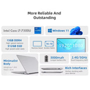 2025 Ultra Slim i7 Laptop Computer PC 14.1" intel Core i7-7500U Laptops 12GB RAM 1TB 2TB SSD Portable Laptop Notebook Windows 11