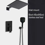 Black Shower Set Wall Mounted Shower Faucet Mixer 8inch to16inch Rainfall Bathroom Shower Tap with Handshower Rotate Bath Spout