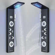 LED Shower Panel Waterfall Rain Shower Faucet Set SPA Massage Jet Bath Shower Column Temperature Display Mixer Tap Tower