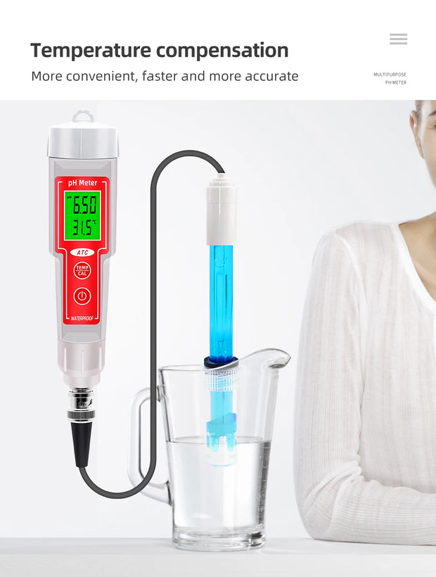 Digital 2 in1 PH Temperature Water Quality Tester Backlight Hydroponics PH Meter for Swimming Pool Aquarium Measuring Instrument