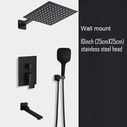 Black Shower Set Wall Mounted Shower Faucet Mixer 8inch to16inch Rainfall Bathroom Shower Tap with Handshower Rotate Bath Spout