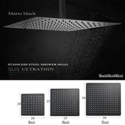 Black Shower Set Wall Mounted Shower Faucet Mixer 8inch to16inch Rainfall Bathroom Shower Tap with Handshower Rotate Bath Spout