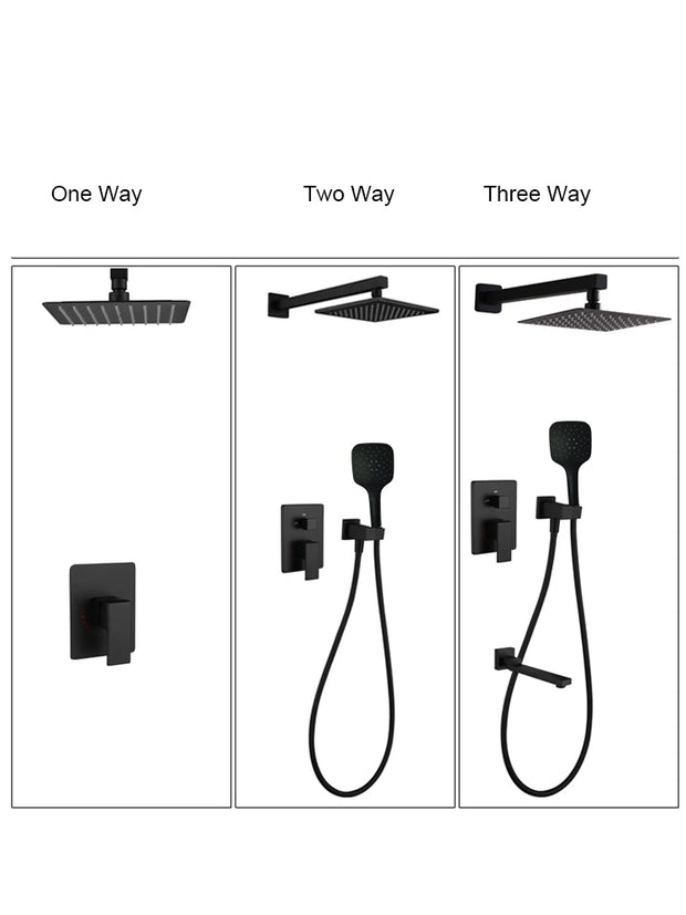 Black Shower Set Wall Mounted Shower Faucet Mixer 8inch to16inch Rainfall Bathroom Shower Tap with Handshower Rotate Bath Spout