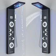 LED Shower Panel Waterfall Rain Shower Faucet Set SPA Massage Jet Bath Shower Column Temperature Display Mixer Tap Tower