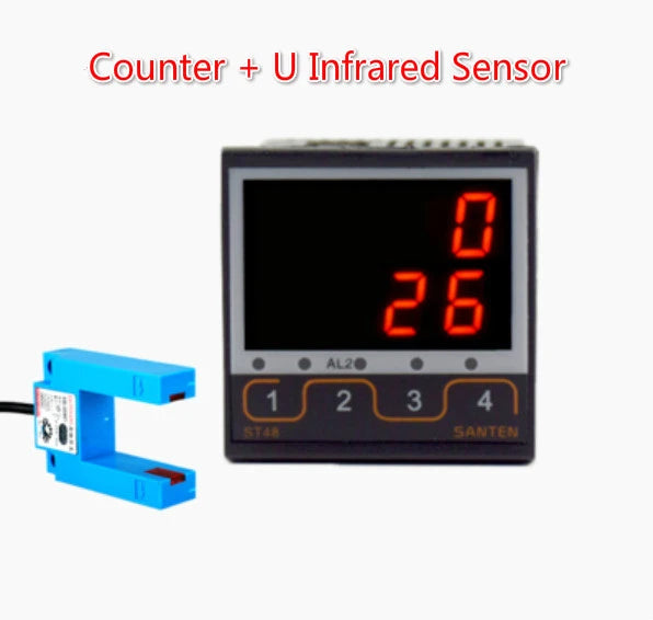 4 Digit Intelligent Industrial Counter Electronic Digital Display Running Water Conveyor Belt Counting Infrared Automatic Sensor
