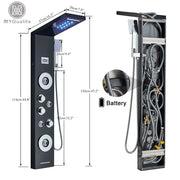 LED Shower Panel Waterfall Rain Shower Faucet Set SPA Massage Jet Bath Shower Column Temperature Display Mixer Tap Tower