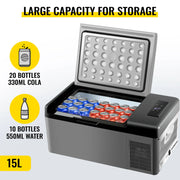 SucceBuy 15L Small Fridge Portable Car Freezer 12V/24V Mini Refrigerator Compressor Cooler for Traveling Camping Outdoor
