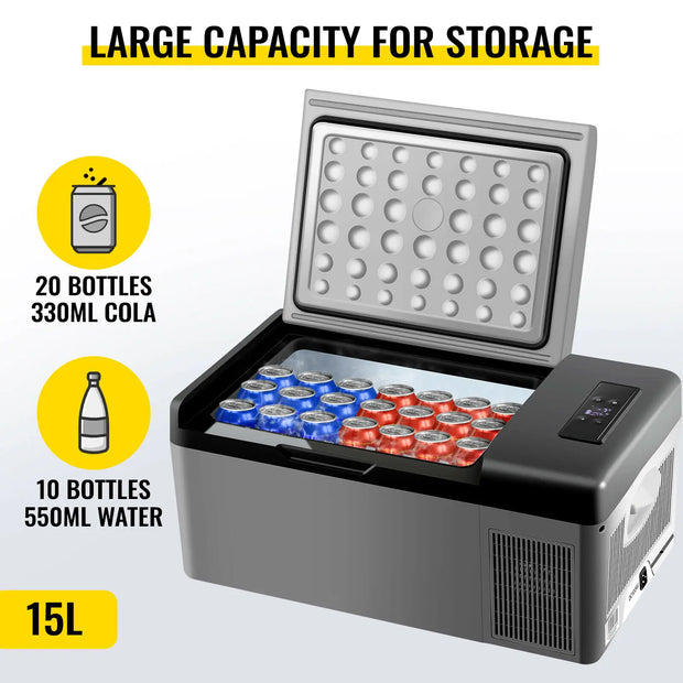 SucceBuy 15L Small Fridge Portable Car Freezer 12V/24V Mini Refrigerator Compressor Cooler for Traveling Camping Outdoor