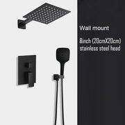 Black Shower Set Wall Mounted Shower Faucet Mixer 8inch to16inch Rainfall Bathroom Shower Tap with Handshower Rotate Bath Spout