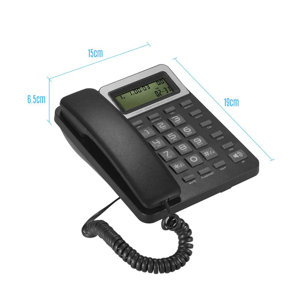 Desktop Corded Landline Phone Fixed Telephone with LCD Display Mute/ Pause/ Hold/ Flash/ Redial/ Hands Free/ Calculator Function