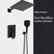 Black Shower Set Wall Mounted Shower Faucet Mixer 8inch to16inch Rainfall Bathroom Shower Tap with Handshower Rotate Bath Spout