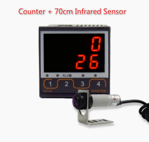 4 Digit Intelligent Industrial Counter Electronic Digital Display Running Water Conveyor Belt Counting Infrared Automatic Sensor