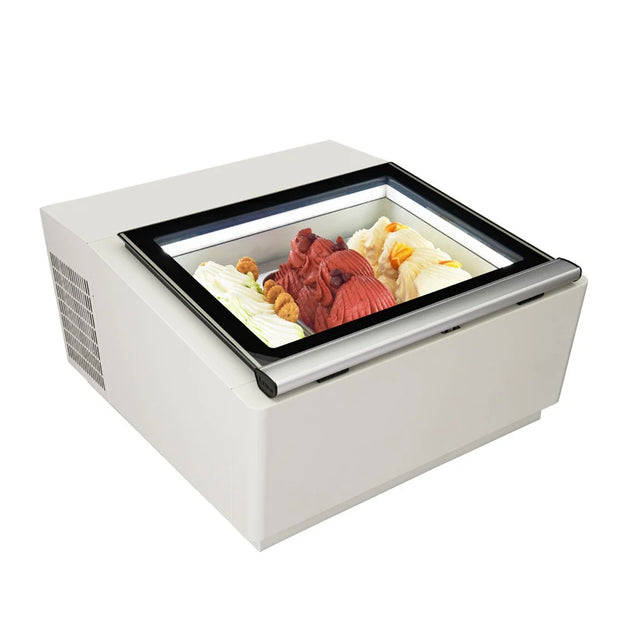 3-tray Ice Cream Display Cabinet Desktop Direct Cooling Ice Display Freezer Small Ice Cream Cabinet