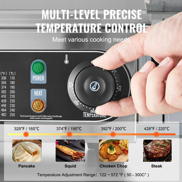 SucceBuy 26/30inch Commercial Electric Griddle 4400W Countertop Flat Top Grill BBQ Plate Grill 122℉-572 ℉for Home Restaurant
