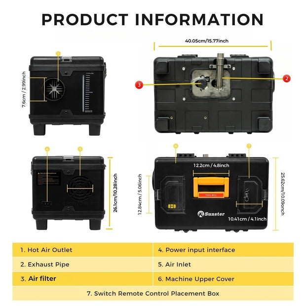 ToolBox 8KW 12V&24V 110-240V Diesel Air Heater With Bluetooth APP&Thermostatic Parking Night heater for Car RV Camper Tent