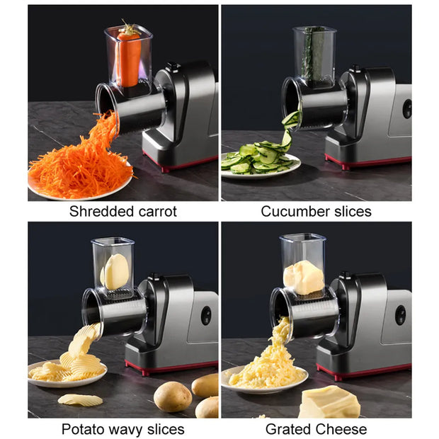 250W 5 in 1 Electric Vegetable Slicer Shredder Automatic Salad Shooter Machine Carrot Cabbage Cutter Multifunctional Kitchen Tool