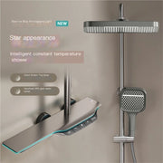 Light Luxury Intelligent Digital Display Thermostatic Shower Set With Ambient Light Piano Keys Bathroom Brass Booster Shower Set
