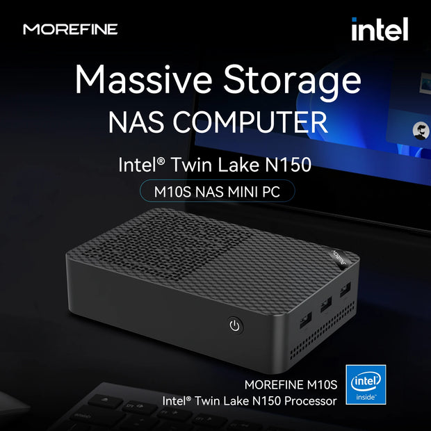 MOREFINE M10S Mini pc N150 (up to 3.6GHz)12GB DDR5 RAM 16TB M.2 SSD Dual 2.5G LAN Business Mini Desktop Computer 4K WiFi6 BT5.2