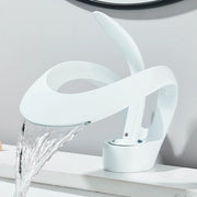 Solid Brass Waterfall Basin Faucet Single Handle Hot Cold Water Mixer Tap For Bathroom Sink