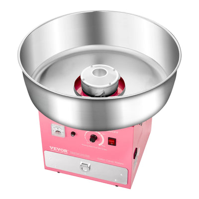SucceBuy Electric Cotton Candy Machine Commercial Candy Floss Sugar Maker with 20.5 in Stainless Steel Bowl Sugar Scoop Pink