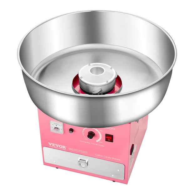 SucceBuy Electric Cotton Candy Machine Commercial Candy Floss Sugar Maker with 20.5 in Stainless Steel Bowl Sugar Scoop Pink