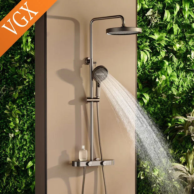 VGX Shower System Set Bathroom Shower Faucet Set 3-way Rainfall Shower Set Shower Mixer Crane with Hand Shower Set Grey White