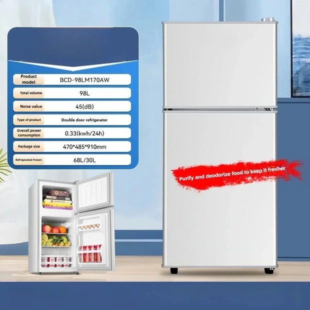 Household Mini Refrigerator for Rental Dormitory First-class Energy-saving Refrigerator Office Refrigerator with Deep Freezer