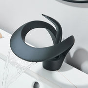Solid Brass Waterfall Basin Faucet Single Handle Hot Cold Water Mixer Tap For Bathroom Sink