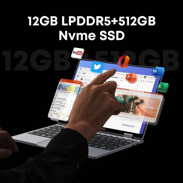 CHUWI MiniBook X 2025 2-in-1 Laptop Tablet Intel N150 CPU 10.51' FHD IPS Screen 12GB LPDDR5 512G SSD Windows 11 Notebook PC
