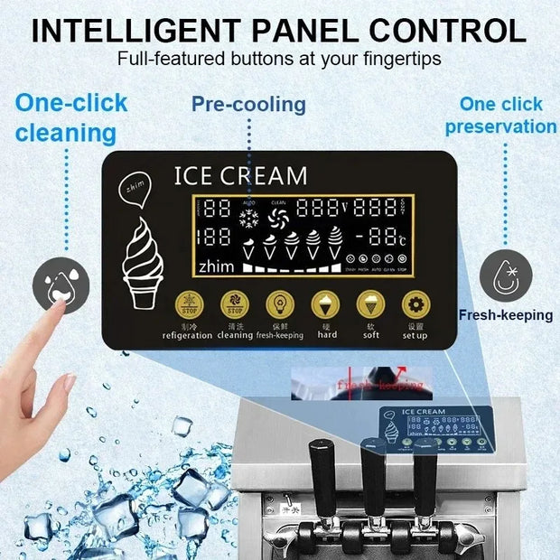 Sihao 1250W Pre-cooling Ice Cream Maker A126 Ice Cream Machine Soft Serve Machine Portable Big Capacity Ice Cream Machine