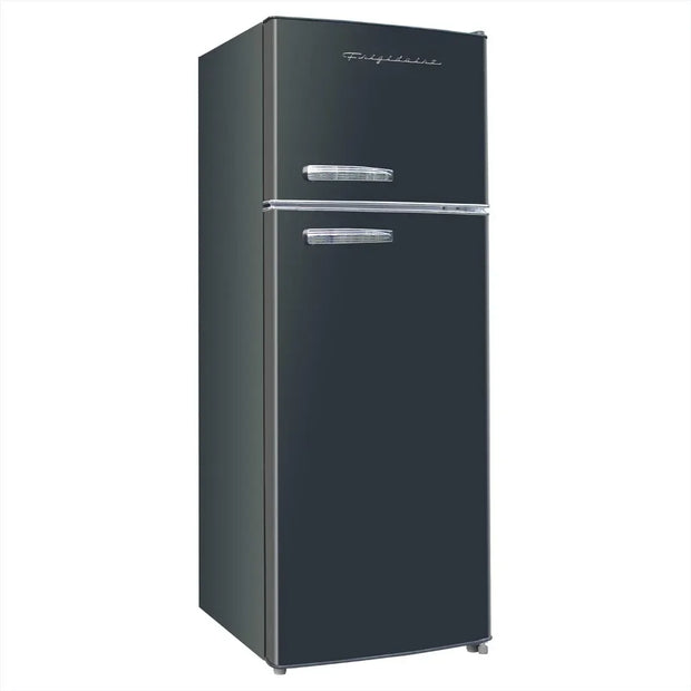 2 Door Apartment Size Refrigerator with Freezer, Retro Chrome Handle, cu ft, Platinum Series, Stainless Steel, 7.5, Silver