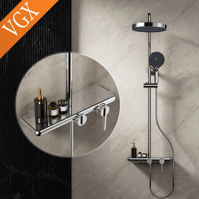 VGX Bathroom Shower System Set Modern Shower Faucet Set 3-way Rainfall  Shower Set Shower Mixer Crane with Hand Shower Set Grey