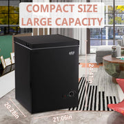 KRIB BLING 3.5 Cu.Ft Compact Chest Freezer with Removable Basket, Krib Bling Top Door Open Freestanding Deep Freezer with 7 Gear
