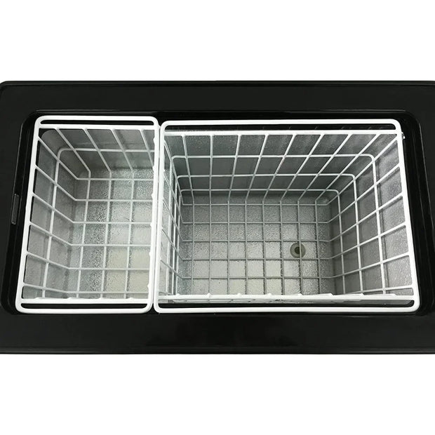 FM-62DZ 62 Quart Dual Zone Portable Refrigerator and Deep Freezer Chest, AC 110V/ DC 12V, Real Freezer for Car, Home