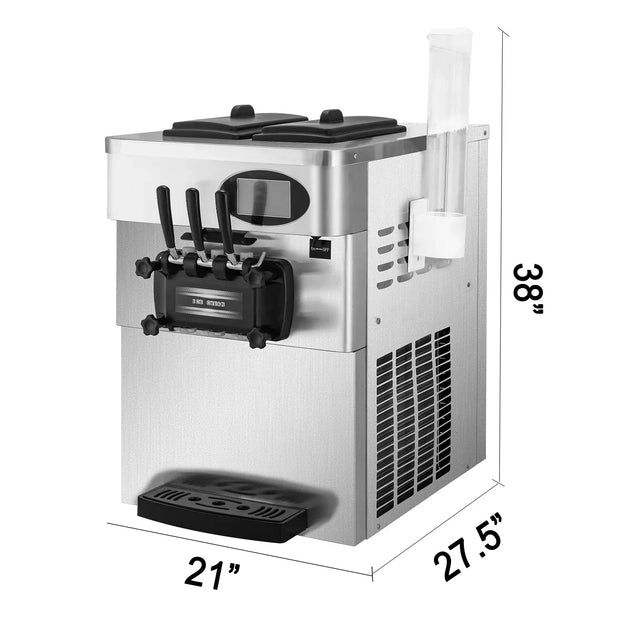 Sihao 20-28L/H Soft Ice Cream Maker Commercial Countertop Tricolor 2+1 Flavors Sweet Cones Freezing Equipment Vending Machine ﻿