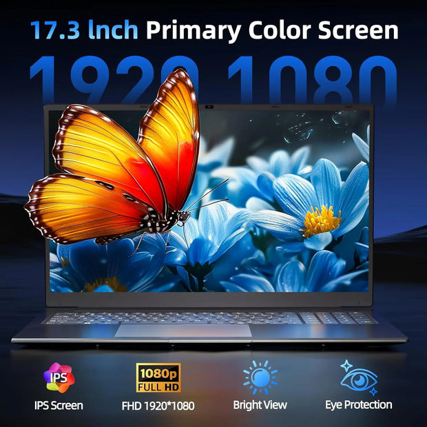 17.3 inch Gaming Office Laptop PC Intel N5095 Windows 11 Pro 16GB DDR4 1TB SSD Fingerprint Unlock Backlit Notebook PC Computer