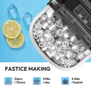 LOEFME Portable Mini Fully Automatic Bullet Shaped Ice Maker 12kg/24h 6 Minutes/9pcs Ice Cubes W/ Scoop Professional Ice Machine