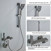 White Grey Deluxe Shower System Set Bathroom Rain Pressurized Shower Faucet Set Brass LED Digital Bathtub Shower Faucet Full Set