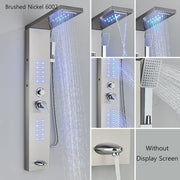 LED Shower Panel Waterfall Rain Shower Faucet Set SPA Massage Jet Bath Shower Column Temperature Display Mixer Tap Tower