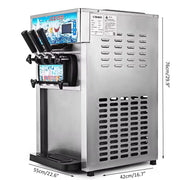 VEVOR Commercial Ice Cream Machine 3-flavor Yogurt Maker One-click Clean 18L/H LCD Display New Soft Ice Cream machine for Home