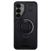 For Samsung Galaxy S25 S25 Plus S25 Ultra 5G Phone Case Hybrid Shockproof Double Ring Kickstand Rugged Cover Black
