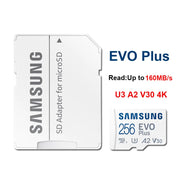 Samsung MicroSD 512GB 256GB 128GB 64GB Memory Card EVO Plus U3 V30 A2 Read Speed up to 130MB/s gaming console tablet memory card