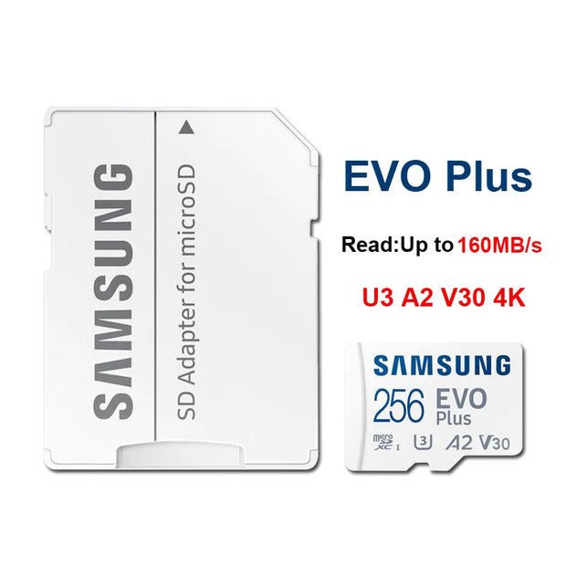 Samsung MicroSD 512GB 256GB 128GB 64GB Memory Card EVO Plus U3 V30 A2 Read Speed up to 130MB/s gaming console tablet memory card